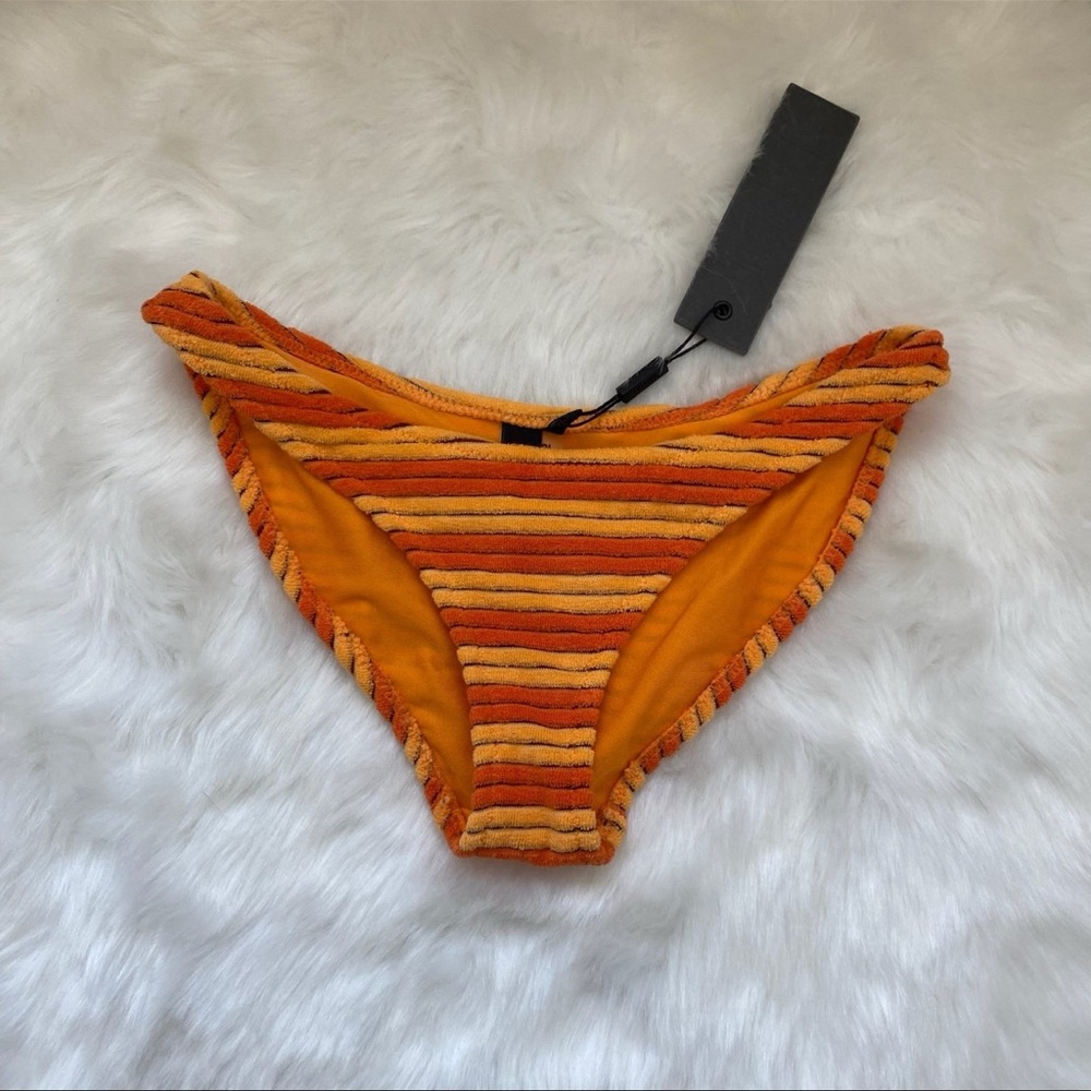 Triangl Bikini Bottoms NWT - Size XXS - Orange and Black Terrycloth Striped